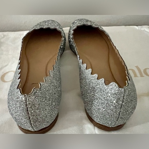 Chloe women Ballets Flat shoes Size 39 Metallics Silver Gray Shoes - Picture 5 of 14